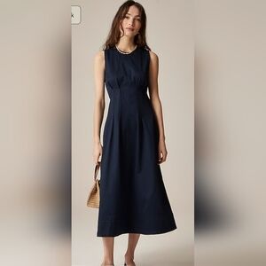 J.Crew SEALED! NWT! Pintuck Midi Dress in Stretch Twill Navy. Sz 10. R2S!!